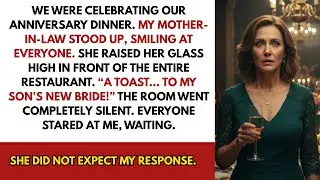 &ldquo;At our anniversary dinner, my MIL toasted: &lsquo;Cheers to my son&rsquo;s new bride&rsquo;&mdash;silence hit the room.&rdquo;