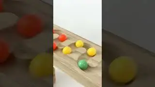 Marble Run Race ASMR #1, HABA Slope, Wooden Track , Colorful Balls, Dump Truck, Garbage Truck #short