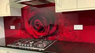 Printed Rose Flower Splashbacks for Modern Kitchen by &reg;CreoGlass, www.creoglass.co.uk