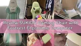 Review SUKIDA Gaming Chair with Footrest Ergonomic Computer Chair Massage Lumbar Cushion, Racing Vid
