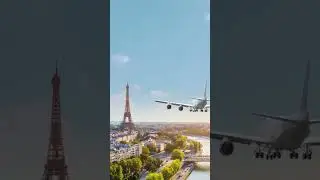 [Video] Airliner Flying and Landing Paris France Eiffel Tower
