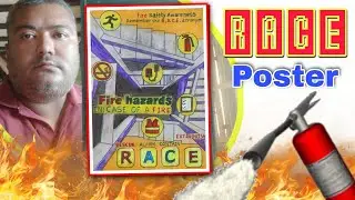 Fire Hazards Drawing: fire safety awareness/ remember the RACE acronym / RACE @MODIVIGNESHART
