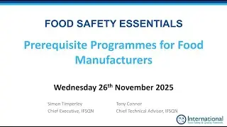 Prerequisite Programmes for Food Safety