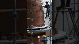 Tiny Workers Giant Chocolate cake #tinyworkers #ai #fyp #cake #food