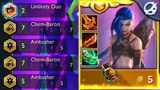 Unlikely Due: Jinx and Sevika INSANE COMBO!? | 7 Chem-Baron with 5 Ambusher Comp | TFT SET 13 PBE