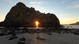 Keyhole Arch with setting sun, Big Sur, California, Jan 13 2025