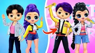 K-Pop Demon Hunters:Huntrix vs Saja Boys Outfit Swap Challenge! DIY for Dolls