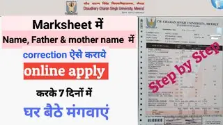 CCS University Marksheet Correction | ccsu ki marksheet me correction kaise kare?