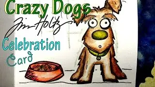 Crazy Dogs Tim Holtz collection celebration card #Gothica