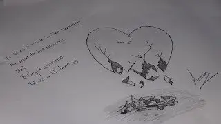 How to draw a broken heart image by pencil