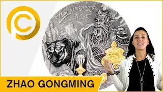 🏺 ZHAO GONGMING 🏺 Gilded Asian Mythology 3 Oz Silver Coin 20$ Cook Islands 2021