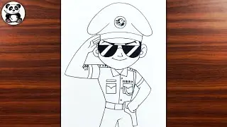 Saluting Chota singham cartoon drawing | police drawing​⁠@TaposhiartsAcademy
