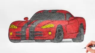 How to draw a DODGE VIPER SRT-10 2003 / drawing 3d car / coloring dodge viper srt10 acr 2004