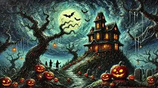 Spooky Haunted House on Halloween Night | Whimsical Oil Painting Screensaver | TV Art