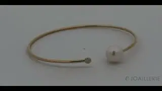 www.e-joaillerie.com - Jonc or 18 carats, diamant 0,030 carat et perle de culture 9/10 mm