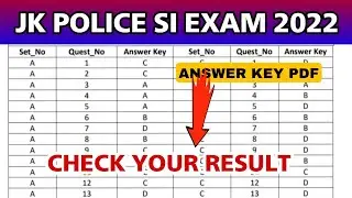 JKP SI Exam Answer Key Out 2022 : Download PDF 27 March | JK Police SI Exam Result Out