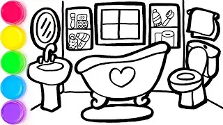 How to Draw and Color Bathroom Easy