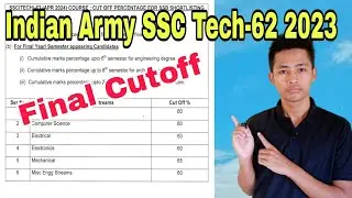 Indian Army SSC Tech-62 Final Cutoff 2023, 60% Cutoff Not Shortlisted SSB interview 2023, Check 2023