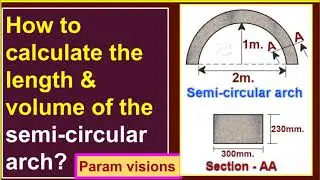 How to calculate the length & volume of the semi-circular arch?