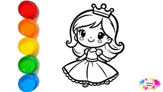 How to Draw Princess| Princess Wearing Crown |Cute Princess with Beautiful Dress Drawing