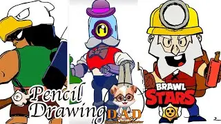 [Brawl Stars Collection] Dynamike, Barley, Bo Pencil Drawing & Coloring 🎨 | Free Coloring Template