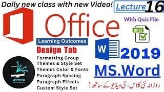 Lecture 16 | How to use Design Tab in MS Word | All options of Design tab | Hindi | Part-1