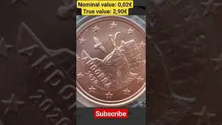 0,02 &euro; EURO COIN Andorra, 2020 #shorts #short #catalogue #collecting #numismatics #coinvalue #rank 😲