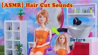 [ASMR] Hair Cut Sounds Barbie Dolls Hair Style Salon Tutorial /  Brown Shortcut Hair