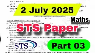 STS IBA MATRICULATION CATEGORY PAPER Part 03 math | maths Answer keys | 02 July 2025 |