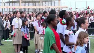 Most nationalities singing a national/regional anthem simultaneously - Guinness World Records