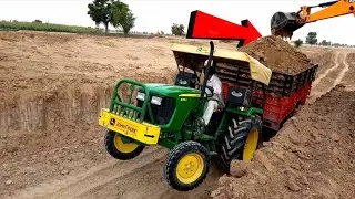 Jondeer 5036 Tractor full loading soil Trolley Crazy video 