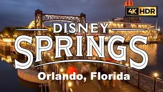 Walking Disney Springs at Sunset & Night | Relaxing POV Tour in 4K HDR |Shopping & Dining Atmosphere