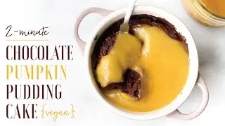 Flourless Chocolate Pudding Cake with Pumpkin Spice Custard // HCLF vegan