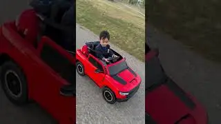 Toddler enjoying his new ride-on toy car | Dodge Ram #adorabletoddler #adorableboy #cutetoddler