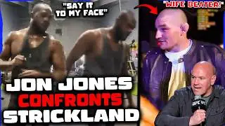 Jon Jones RUNS INTO Sean Strickland in HEATED BACK & FORTH, 