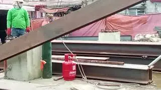 How to erect steel column not using heavy equipment 