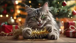 Похититель мишуры: праздничная шутка кота! #youtubeshorts #cat #dog #funnypets #funnyanimals #cute