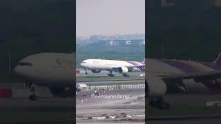 THAI AIRWAYS B777 landing at Bangkok Suvarnabhumi Airport #shorts #youtubeshorts #aviation #b777