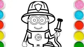 How to drow easy step by step cute minion drowning coloring for kids 