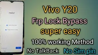 Vivo Y20 frp lock Bypass super easy 100% working method without Talkback without sim pin
