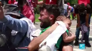 Autoridades frenan caravana migrante en la frontera sur de México