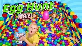 Giant Easter Egg HuNt In Lego Ball Pit!