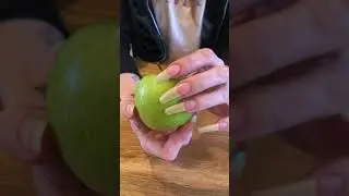Long Natural Nails Destroy An Apple - Scratching - Tapping - Fruit Digging Nail Sinking - ASMR