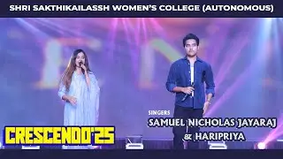 SINGERS SAMUEL NICHOLAS JAYARAJ & HARIPRIYA ENTRY @CRESCENDO'25 #collegeculturals #chiefguest