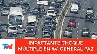 Impresionante choque múltiple en Gral. Paz: hay nueve autos y un colectivo involucrados