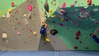Ben Bergman climbs a difficult route at Black Hills Basecamp on Wednesday, March 13, 2024