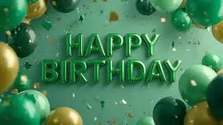 Happy Birthday Art 4K | Green Balloon Party Scene | 3 Hours | Visual Screens TV
