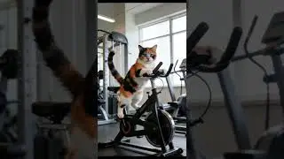 Cat in gym room_01 #ai