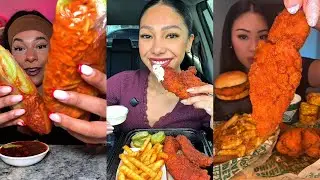 TIKTOK Mukbang Compilation | Buldak, Wingstop, Dave's Hot Chicken, Chipotle & More!
