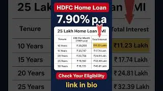 HDFC Home Loan Interest Rates 2025 | 25 Lakh Home Loan EMI for 10, 15, 20, 25, 30 Years |